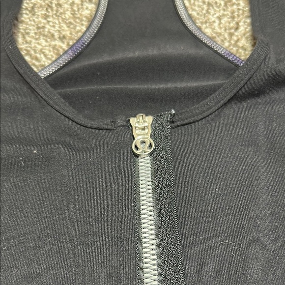 Lululemon black racerback zip front tank top - no size tag- 8/M - Picture 5 of 7